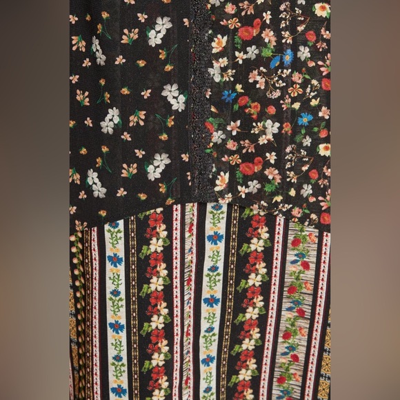 Alice + Olivia Silk Ditzy Floral Patchwork Print Ruffle Mini Dress - Picture 10 of 13